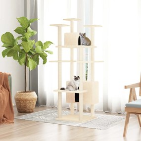 vidaXL Árvore para gatos c/ postes arranhadores sisal 162 cm cor creme