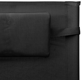 Espreguiçadeira textilene preto e cinzento