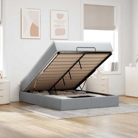 vidaXL Estrutura de cama otomana com colchão 140x190 cm cinzento claro