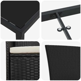 Conjunto de Jantar de Jardim 5 pcs Preto 80 x 80 x 73 cm