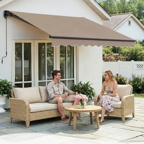 Toldo varanda de braço articulado 300 x 250 cm (C x L) com manivela para uma proteção solar fiável, castanho