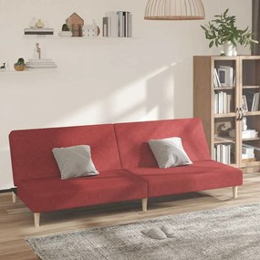 vidaXL Sofá-cama de 2 lugares tecido vermelho tinto