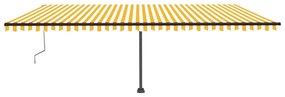 Toldo autom. LED e sensor de vento 600x350 cm amarelo/branco