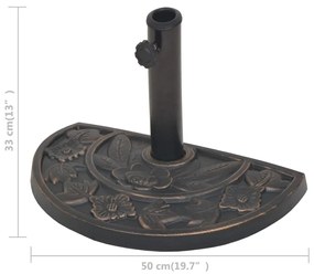 Base para guarda-sol em resina semicircular bronze 9 kg