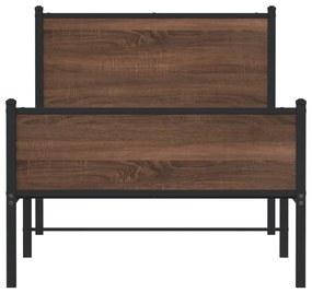 Estrutura de cama sem colchão 90x200 cm metal carvalho castanho