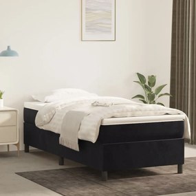 Estrutura de cama com molas 100x200 cm veludo preto
