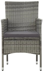 4 pcs conjunto lounge de jardim c/ almofadões vime PE cinzento