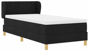 Cama Box Spring Preta com Colchão, 100x200 cm, Tecido