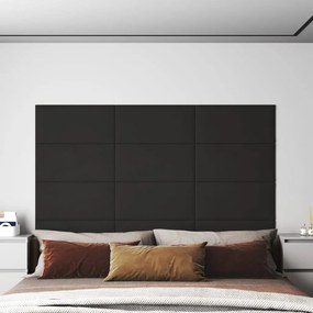 Painel de parede 12 pcs 60x30 cm veludo 2,16 m² preto