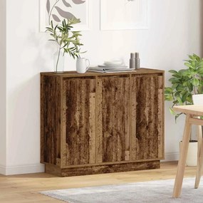 Aparador vidaXL com LED em Madeira Antiga 90x32x75 cm em Madeira de Engenharia