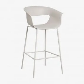 Banqueta Alta De Jardim Em Polipropileno E Aço Alanys ↑75 Cm & Branco Acinzentado - Sklum
