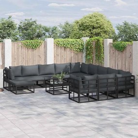 vidaXL Conjunto de Sofá de Jardim 12 pcs Preto 71.5 x 71.5 x 71 cm
