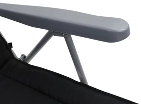 Cadeiras de jardim dobráveis com almofadões 2 pcs preto