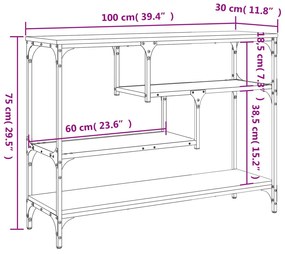 Mesa consola 100x30x75 cm derivados madeira carvalho castanho