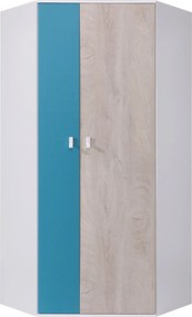 Roupeiro de canto Camteso 100, Turquesa, Branco, Carvalho, 190x90x90cm, 71 kg, Portas para roupeiro: Com dobradiças, Número de prateleiras: 5, Número de prateleiras: 5