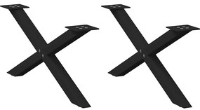 vidaXL Pés para mesa de centro em formato de X, 2 peças, preto, 70x(30-31) cm, aço