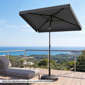 Guarda sol de Exterior Retangular, 200 x 130 cm (BASE NÃO INCLUIDA), Inclinação Bidirecional de 30°, Cinzento