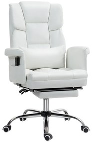 HOMCOM Cadeira de Massagem com Massagem em 6 Pontos Apoio para os Pés Retrátil Controlo Remoto e Suporte Lombar 69x65x115 cm Branco | Aosom Portugal