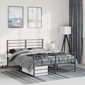 vidaXL Estrutura de cama com cabeceira e pés 150x200 cm metal preto