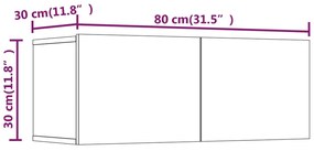 Conjunto móveis de TV 6 pcs madeira processada cinzento cimento