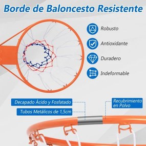 Cesto de basquetebol 38,5 cm montado com rede para todas as condições atmosféricas Laranja