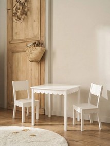 Mesa e 2 cadeiras com recorte ondulado para criança branco