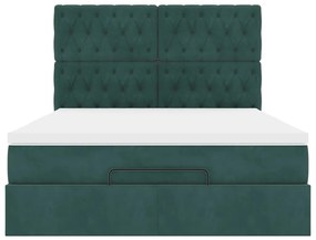 Estrutura cama otomana colchões 140x200 cm veludo verde escuro