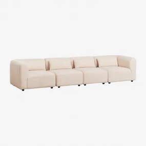 Sofá Modular De 4 Peças Fogler Tecido Pele De Borrego Bege Creme - Sklum