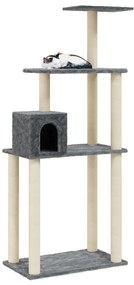 Árvore p/ gatos c/ postes arranhadores sisal 147cm cinza-escuro