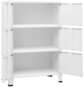 Aparador de arrumação industrial 75x40x115 cm metal branco