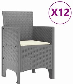 Conjunto de Jantar para Jardim Cinzento-claro Para 12 pessoas