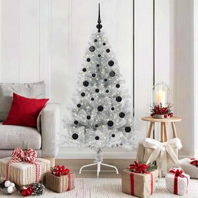 vidaXL Árvore de Natal Artificial Pré-iluminada Prateado 150 cm PET