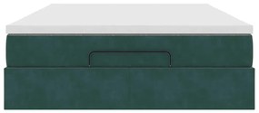 Estrutura de cama otomana com colchão 140x200 cm verde escuro