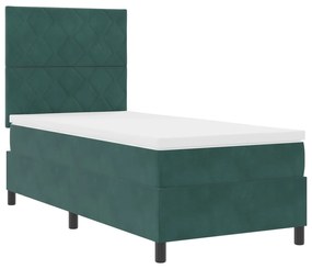 Cama Box com Colchão vidaXL Verde Escuro Solteiro Veludo