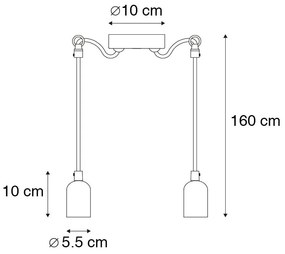 Candeeiro suspenso industrial concreto 2-luzes - CAVA 2 Moderno