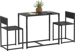 Conjunto de mesa e cadeiras, mesa de jantar de 3 peças com 2 cadeiras encaixáveis, para cozinha, sala de estar ou casa, preto