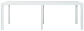Mesa de jardim 220x90x72 cm plástico branco com aspeto de vime