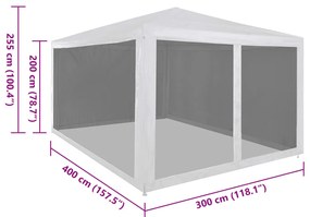 Tenda para festas com 4 paredes laterais em rede 4x3 m