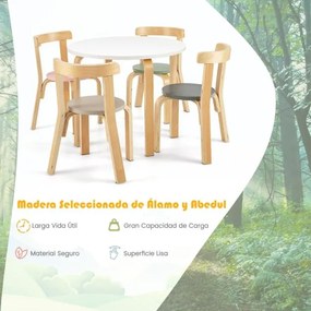 Conjunto de mesa e cadeiras para crianças de 5 peças Mesa de actividades com 4 cadeiras Multicolor