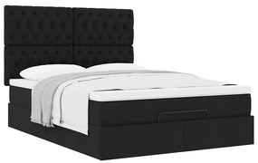 Estrutura de cama otomana com colchão 140x190 cm tecido preto