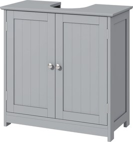 Móvel de casa de banho para lavatório (NÃO INCLUÍDO) armário de 2 portas com prateleira 60 L x 30 L x 60 A cm - em madeira cinzenta