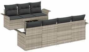 Conjunto de Sofás de Jardim de 8 Peças com Almofadas Cinza Claro Vime