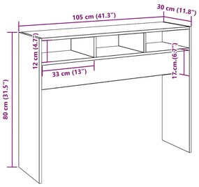 Mesa consola 105x30x80 cm derivados madeira carvalho artisiano