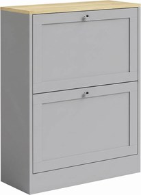 HOMCOM Sapateira 12 Pares, Móvel de Entrada com 2 Gavetas Basculantes e Prateleiras Ajustáveis, 60 x 23,5 x 80cm, Cinza | Aosom Portugal
