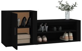 Sapateira Kiva - Com 1 Porta e 2 Prateleiras - Cor Preto - 130x35x54 c