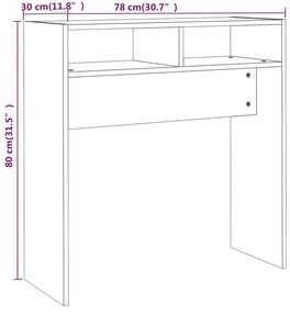 Mesa consola 78x30x80 cm derivados de madeira carvalho fumado