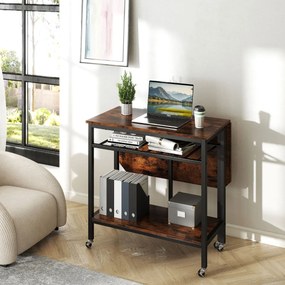 Mesa de jantar 80 x 75 x 75 cmdobrável e extensível com rodas, tampo rebatível, suporte para garrafas e estante de arrumação para espaços reduzidos, C