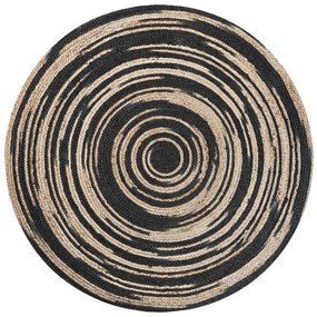 Tapete redondo de juta creme e preto ⌀ 140 cm ARTORA Beliani
