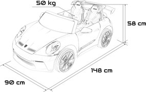 Carro elétrico para Crianças 24V 4x4 2 lugares Porsche 911 GT 3, Rodas Espuma EVA Preto