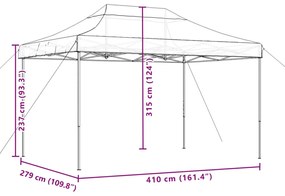 Tenda para festas pop-up dobrável 410x279x315 cm castanho